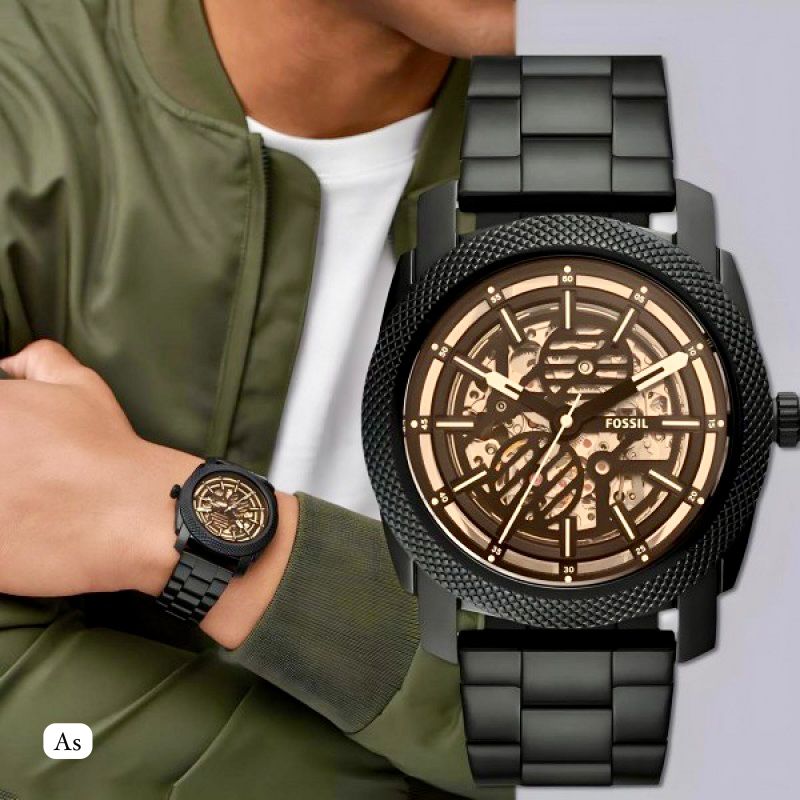 Fossil Mechanical Skeleton Dial Watch – Premium Black Edition
