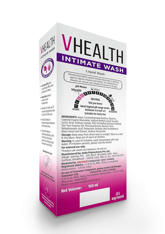 VHealth Intimate Hygiene Liquid Wash Clear, 100 ml