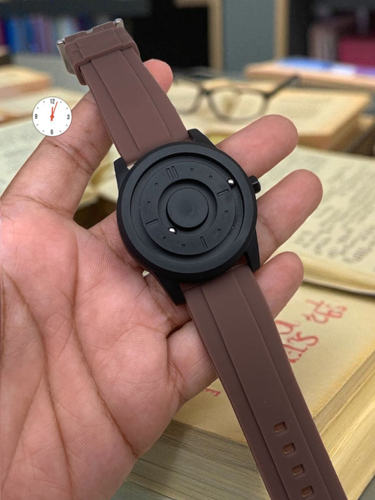 Arabic Dial Watch for Men – SABR Black Case with Grey Silicone Strap