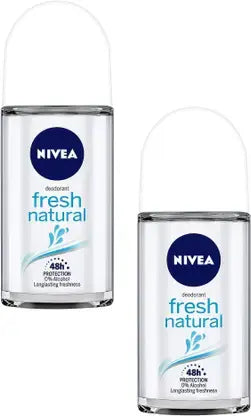 Nivea Fresh Natural Anti-Perspirant Deo Roll-On with ocean extracts for 48-hour protection.
