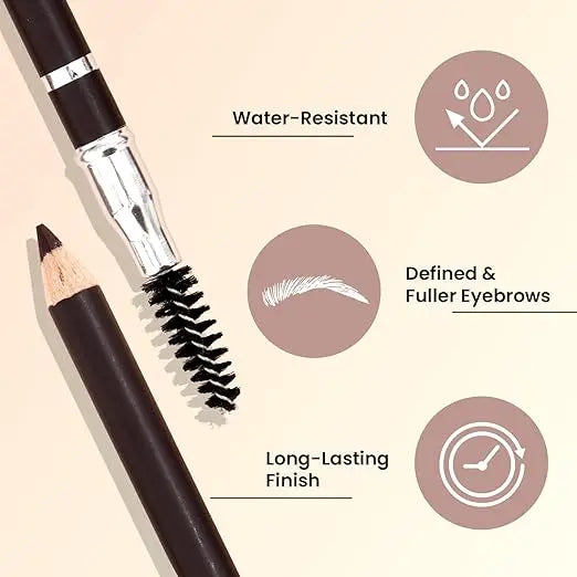 Swiss Beauty Eyebrow Definer Pencil With Spoolie Smudge Proof, Waterproof And Pigmented Eyebrow Pencil Shade - Deep Brown, 1.5Gm