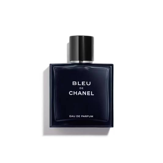 Bleu de Chanel eau de parfum bottle on a white background