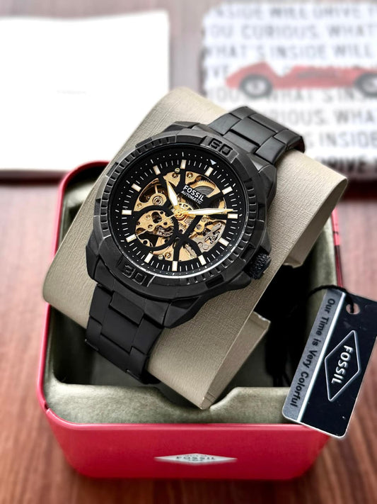 Fossil Bronson Analog Black Dial Men's Watch-ME3217 Stainless Steel, Black Strap