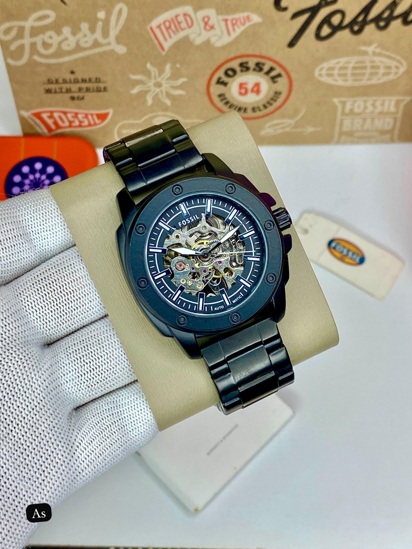 Fossil Mechanical Skeleton Dial Watch – Premium Black Edition