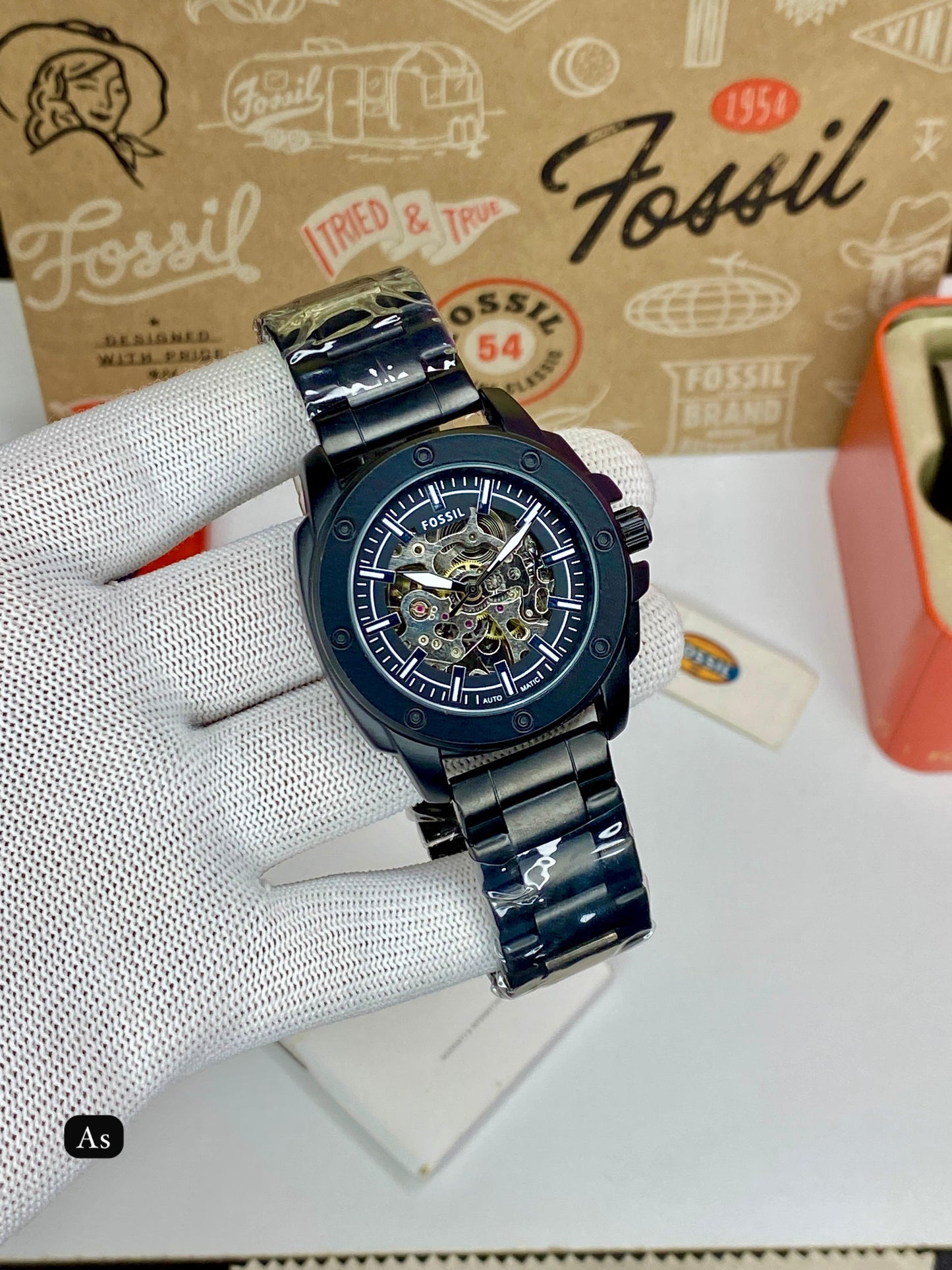 Fossil Mechanical Skeleton Dial Watch – Premium Black Edition