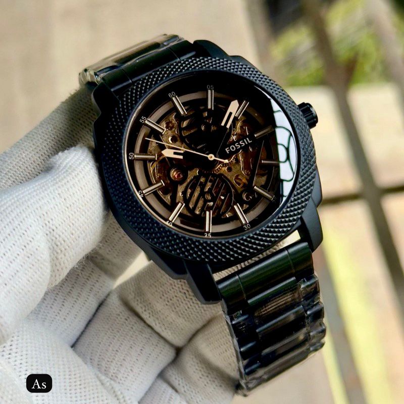 Fossil Mechanical Skeleton Dial Watch – Premium Black Edition