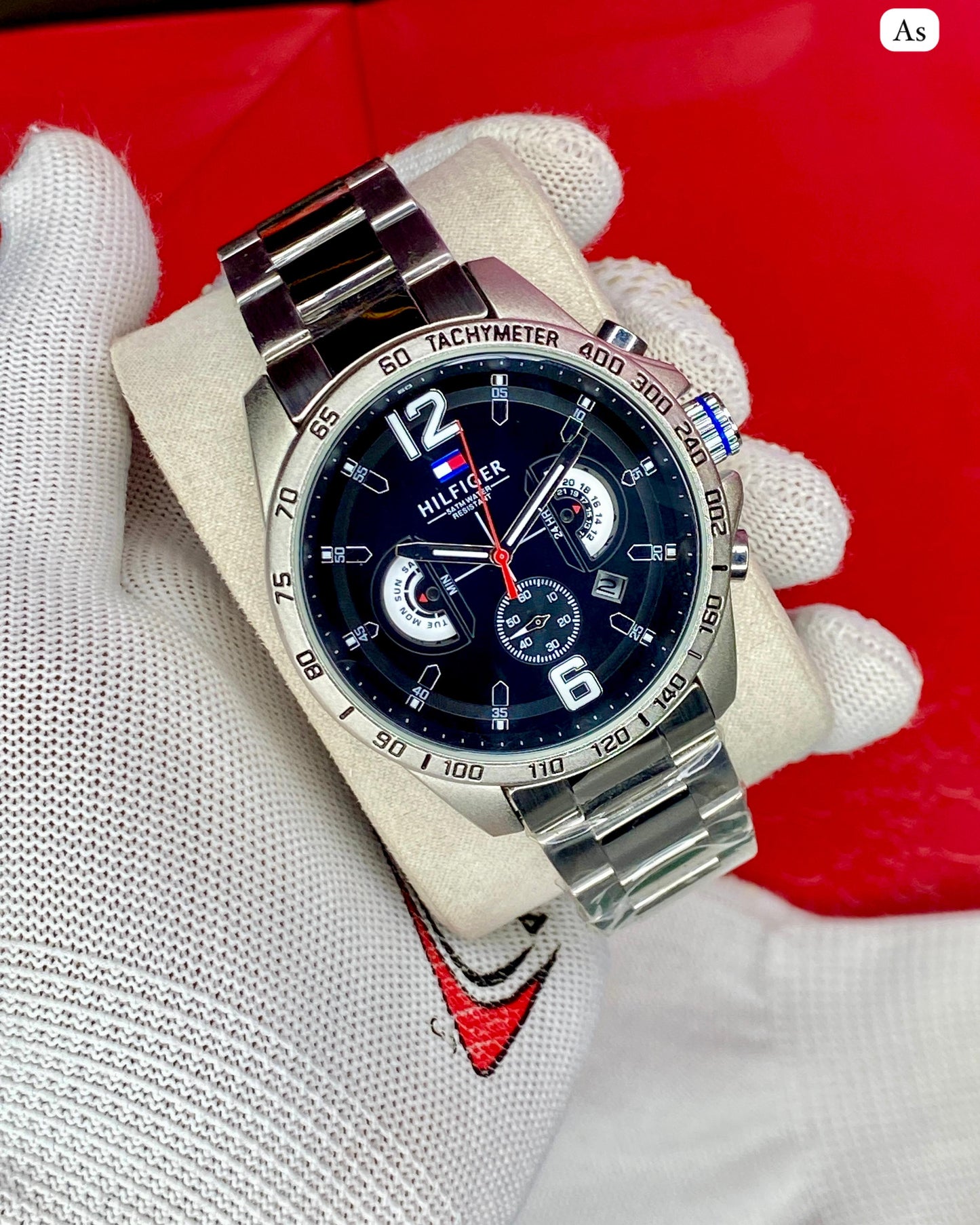 Hilfiger Black Dial Chronograph Watch – Premium Steel Edition