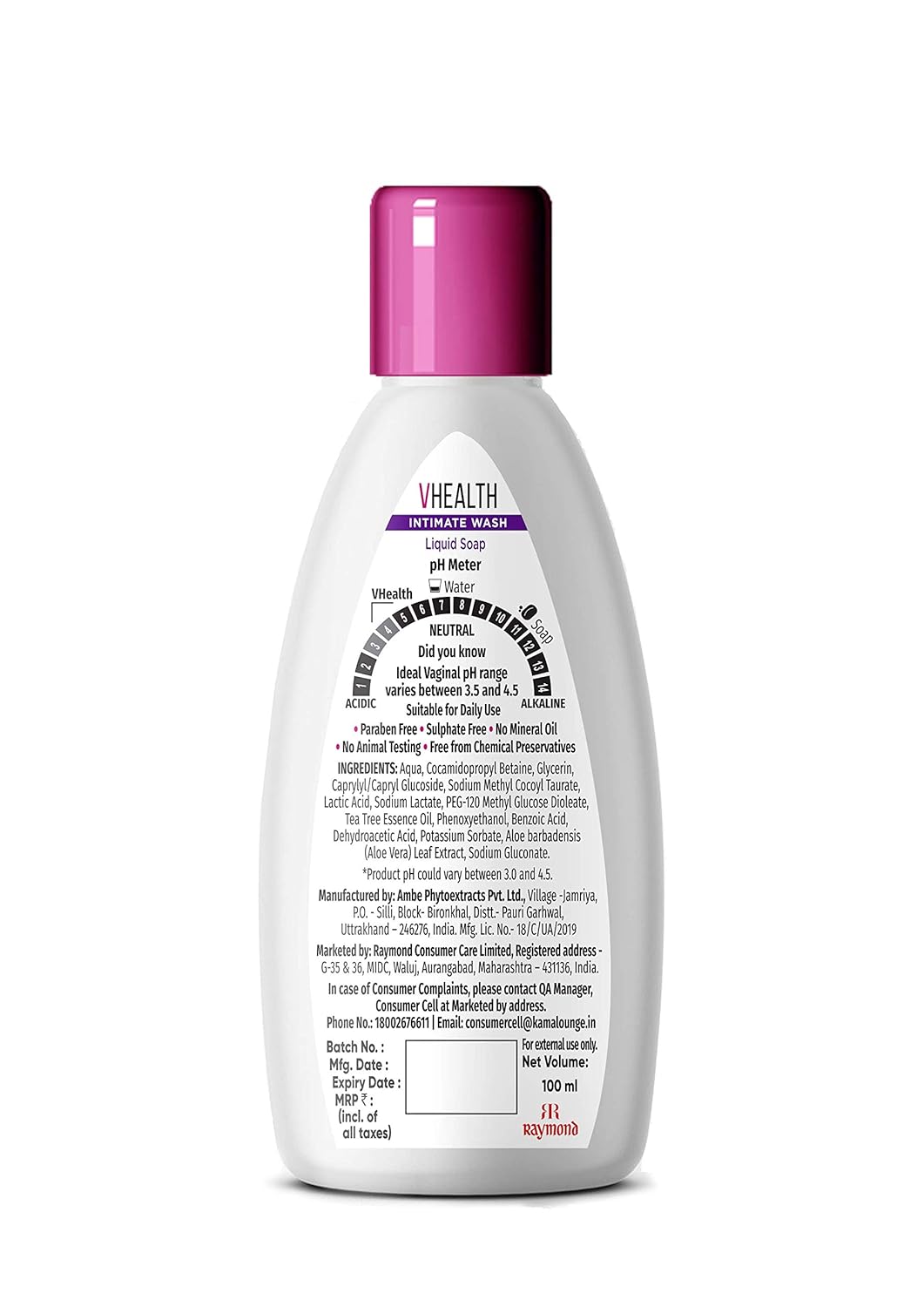 VHealth Intimate Hygiene Liquid Wash Clear, 100 ml