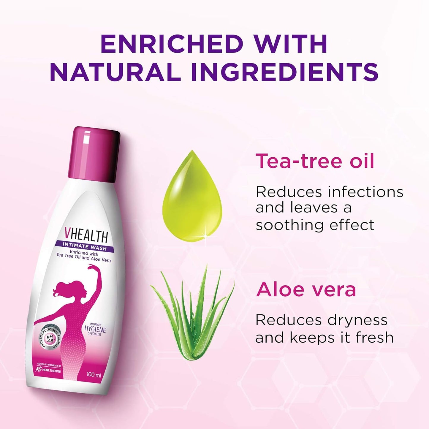 VHealth Intimate Hygiene Liquid Wash Clear, 100 ml