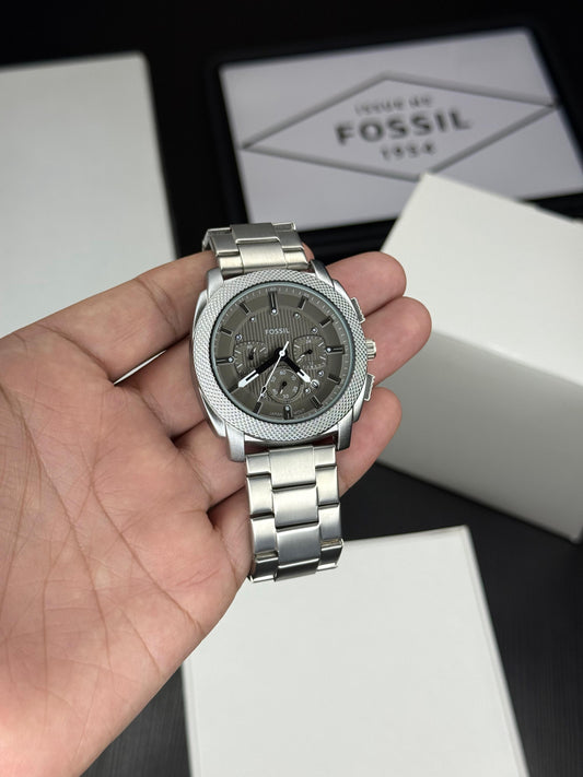 Fossil- Stainless Steel Chronograph Watch for Men – Premium Silver Dial