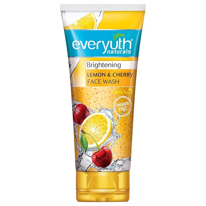 Everyuth Naturals Brightening Lemon & Cherry Face Wash|Deep Cleansing, Oil Control & Tan Reduction.