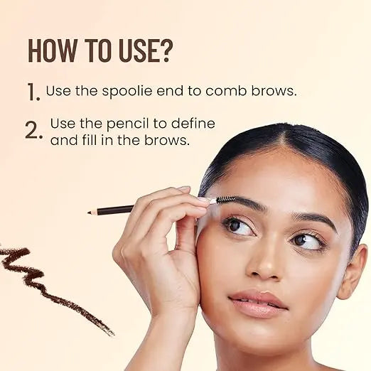 Swiss Beauty Eyebrow Definer Pencil With Spoolie Smudge Proof, Waterproof And Pigmented Eyebrow Pencil Shade - Deep Brown, 1.5Gm