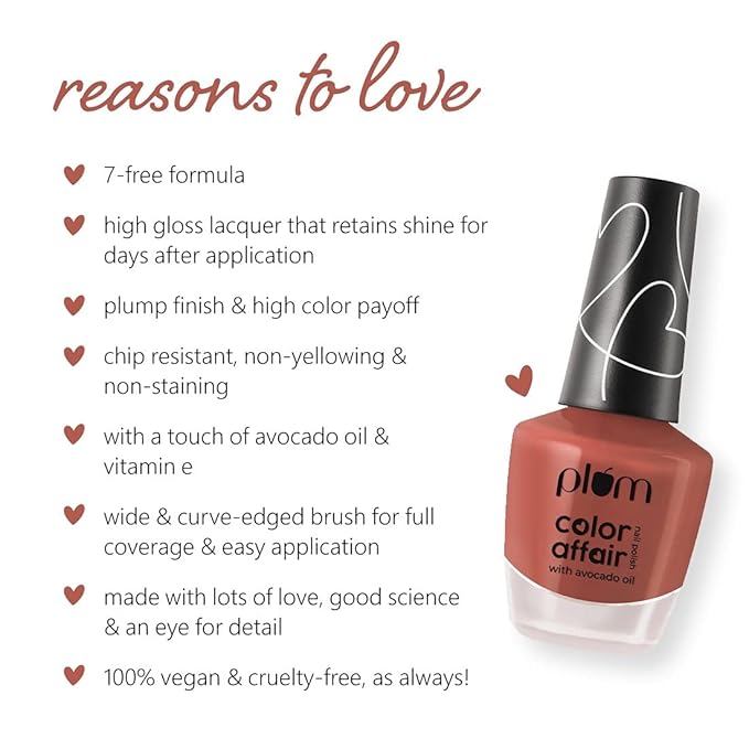 Plum Color Affair Nail Polish | 7-Free Formula | High Shine & Plump Finish | 100% Vegan & Cruelty Free Nailpaint | Pink Clay - 128 | 11 ml
